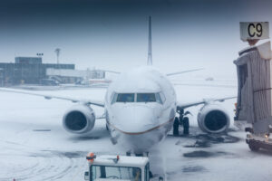 Airplane in winter weather
